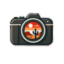 Professional DSLR camera icon without background.